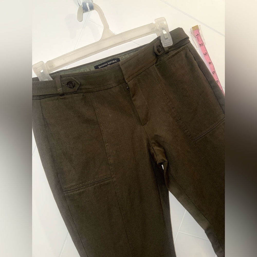 NWOT Banana Republic Sloan Button Olive Heather Trouser Pants Size:2 - Picture 4 of 9